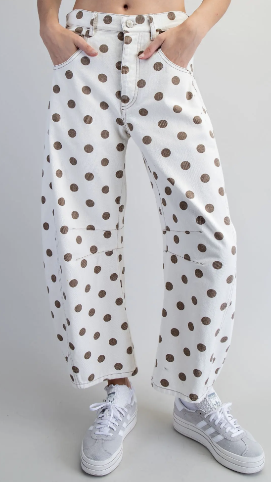 Mineral Washed Polka Dot Barrel Pants