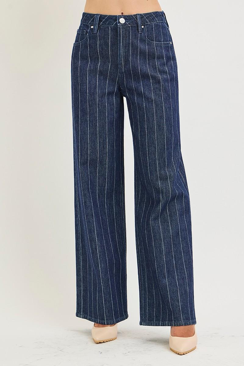 Rise Slouchy Wide Leg Ankle Stripe