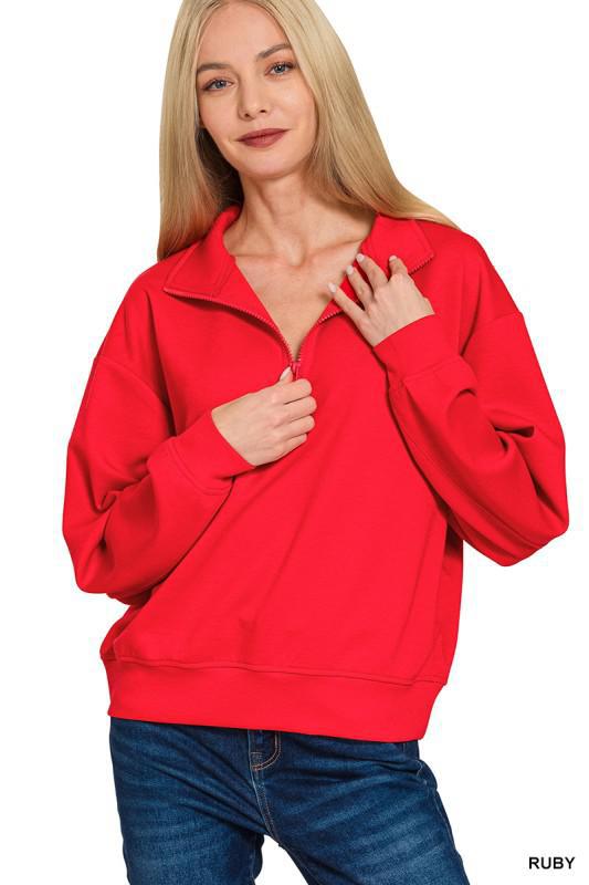 Ruby Scuba Half Zip Pullover Sweatshirts