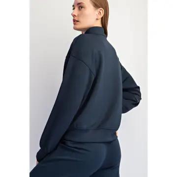 Modal Quarter Zip-Teal Navy