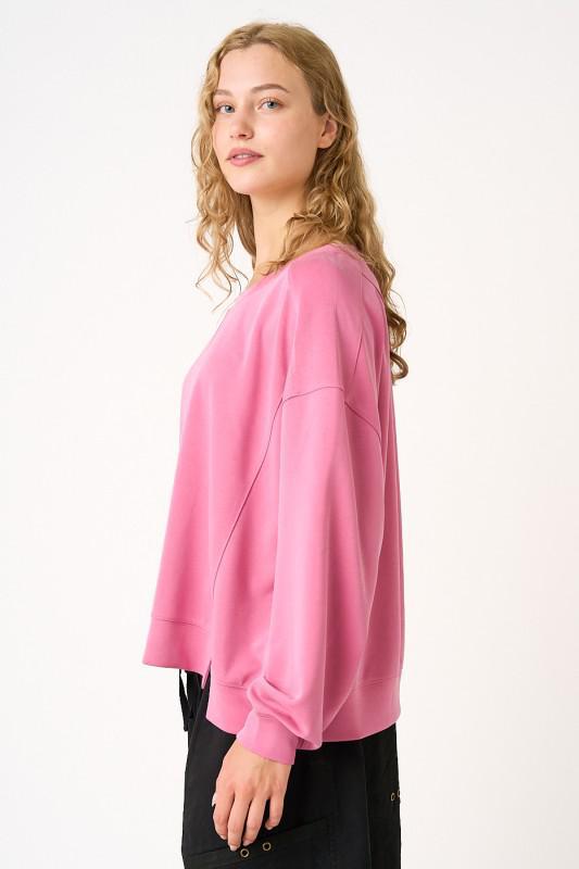 Cloud Knit Slit Detail Round Neck Sweatshirt