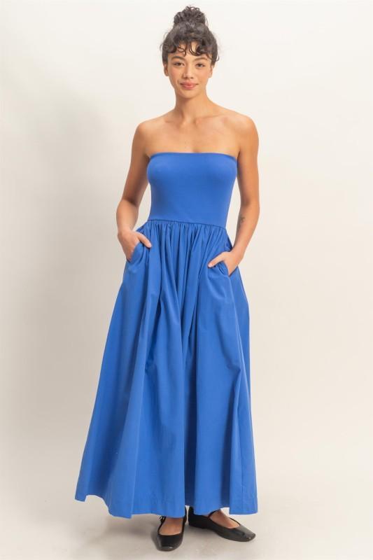 Strapless Flowy Midi Dress