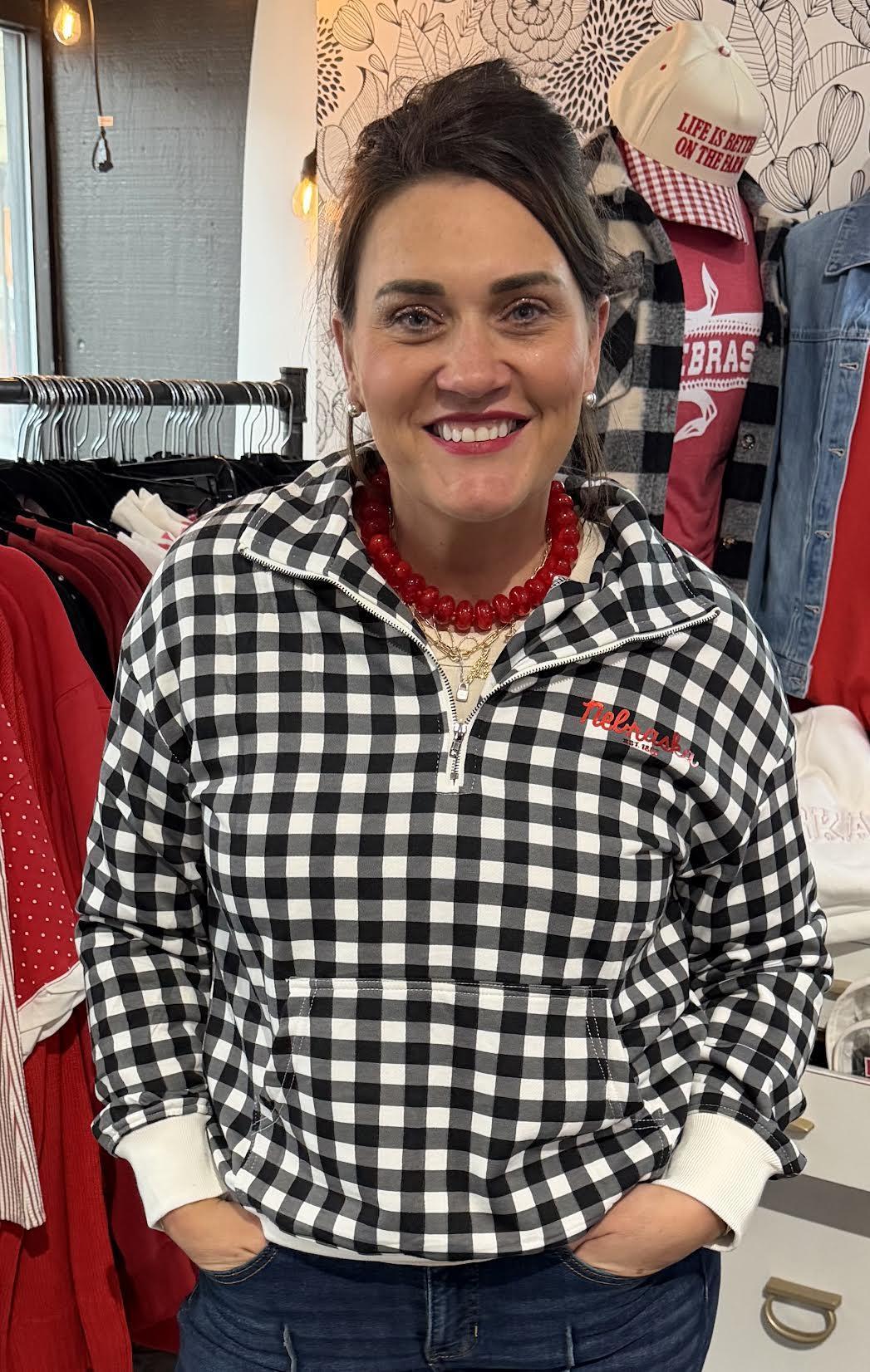 Gingham NEbraska Quarter Zip