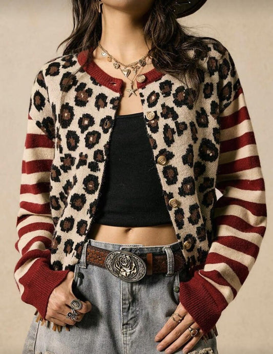 Leopard Stripe Cardigan