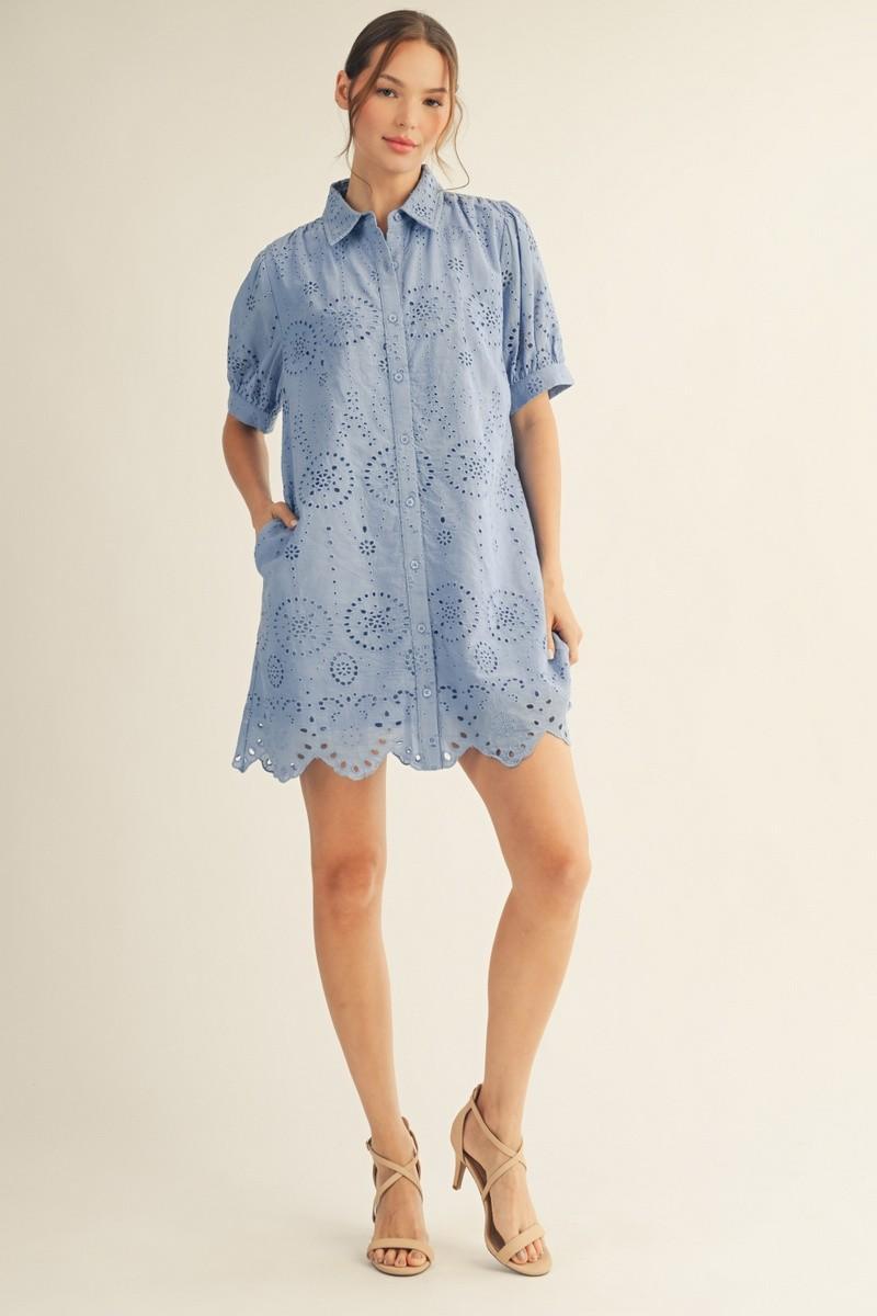 Eyelet Button Down Dress