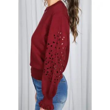 Crew Cutwork Embellishment Sweater