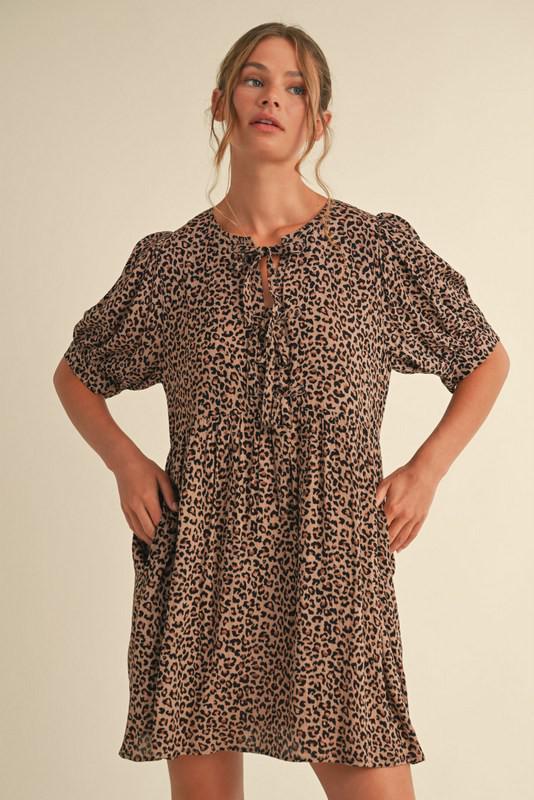 Leopard Printed Tie String Dress