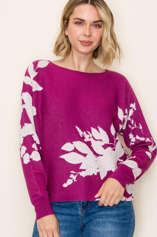 Magenta Floral Sweater