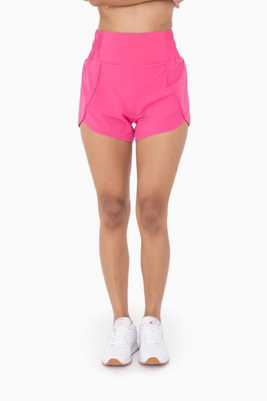 High Waist Split Shorts-Fuschia