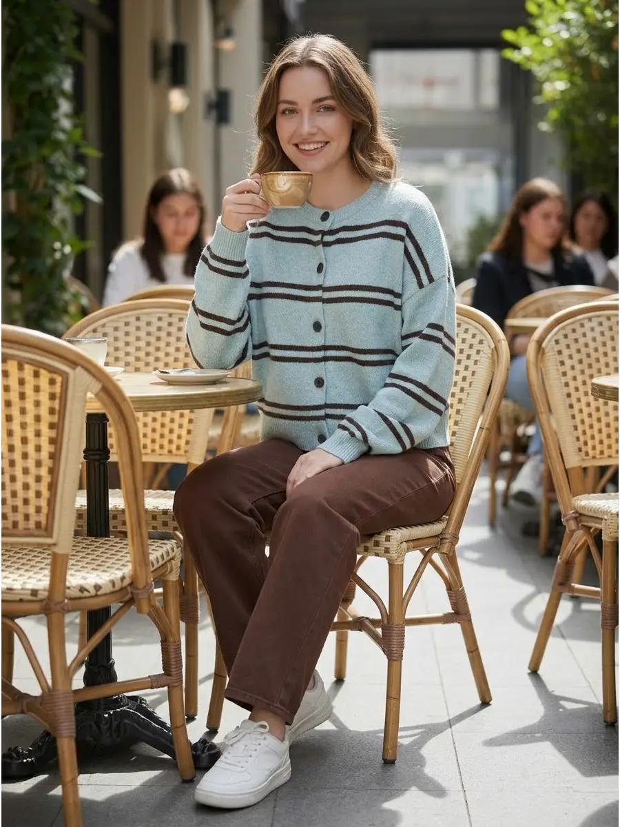 Chic Striped Casual Knitted Sweater Cardigan
