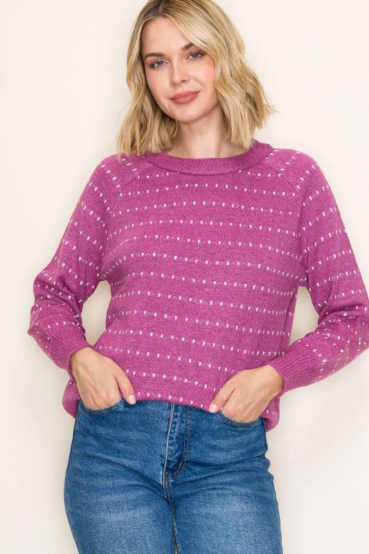 Dotted Stripe Magenta Sweater