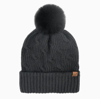 Black Chain Knitted Pom Hat