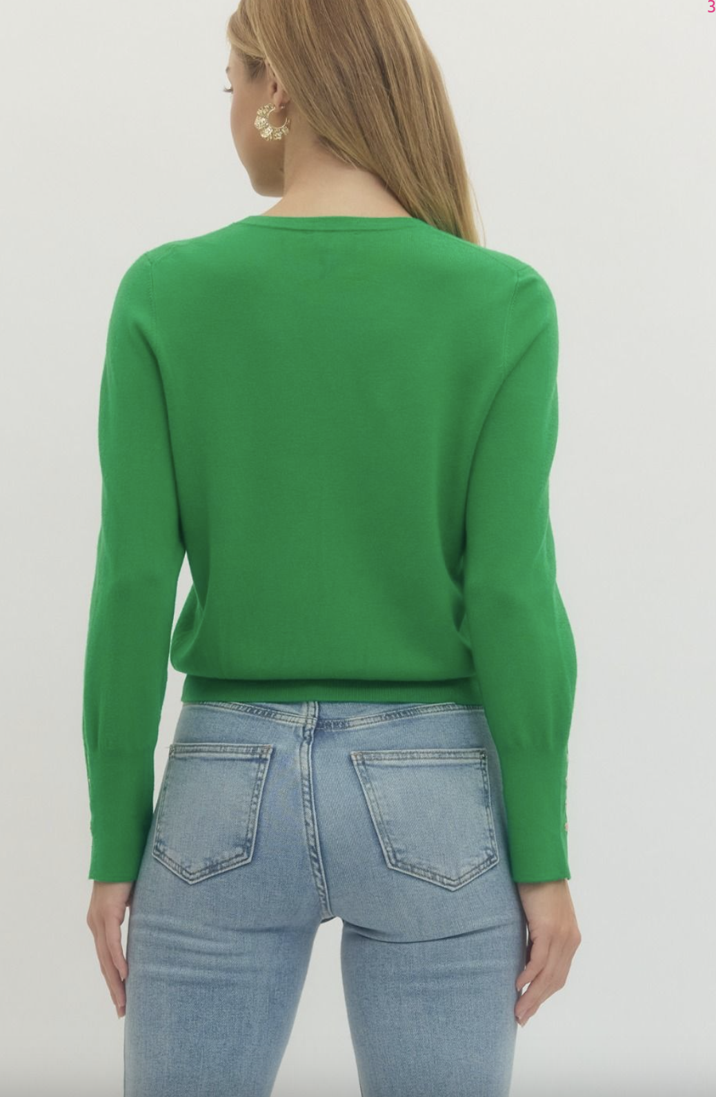 Button Cuff Detail Knit Top