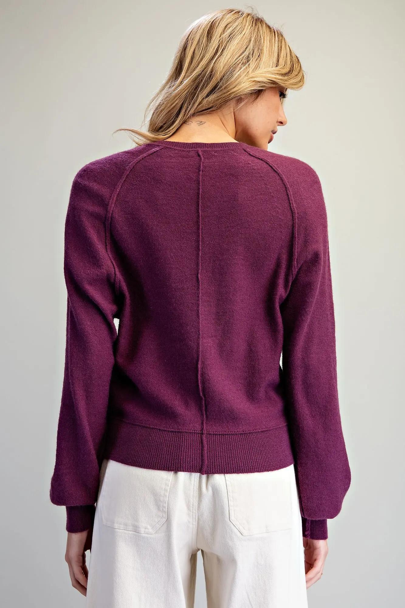 Raglan Henley Half Button Knit Sweater