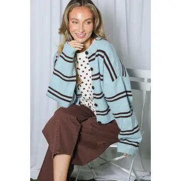 Chic Striped Casual Knitted Sweater Cardigan