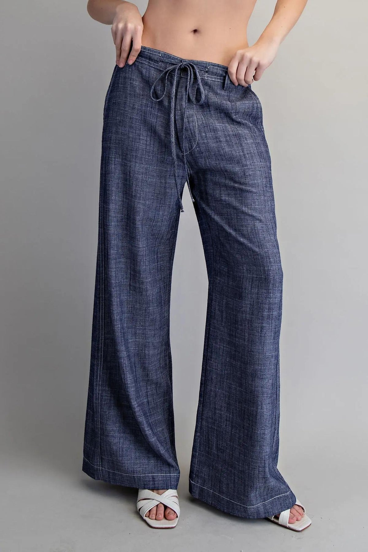 String Tie Straight Leg Pants