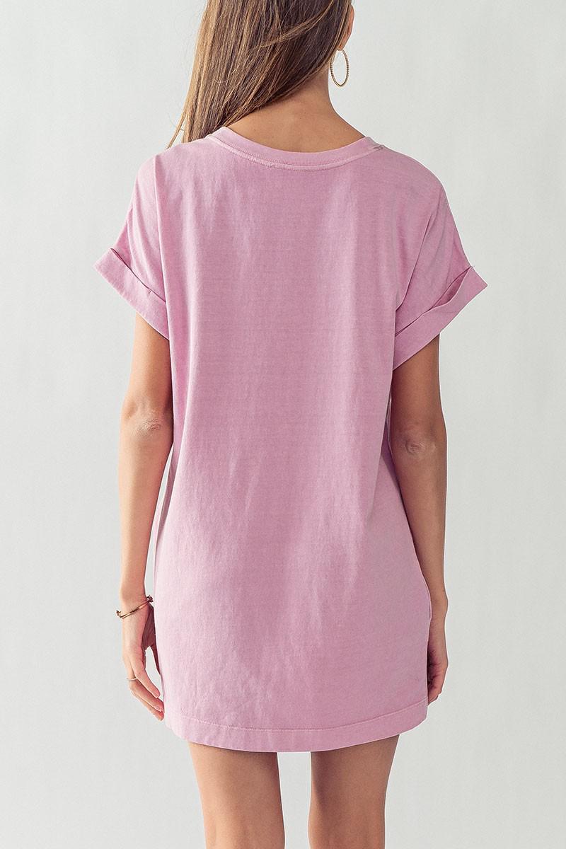 Casual Mini Shirt Dress - Pink