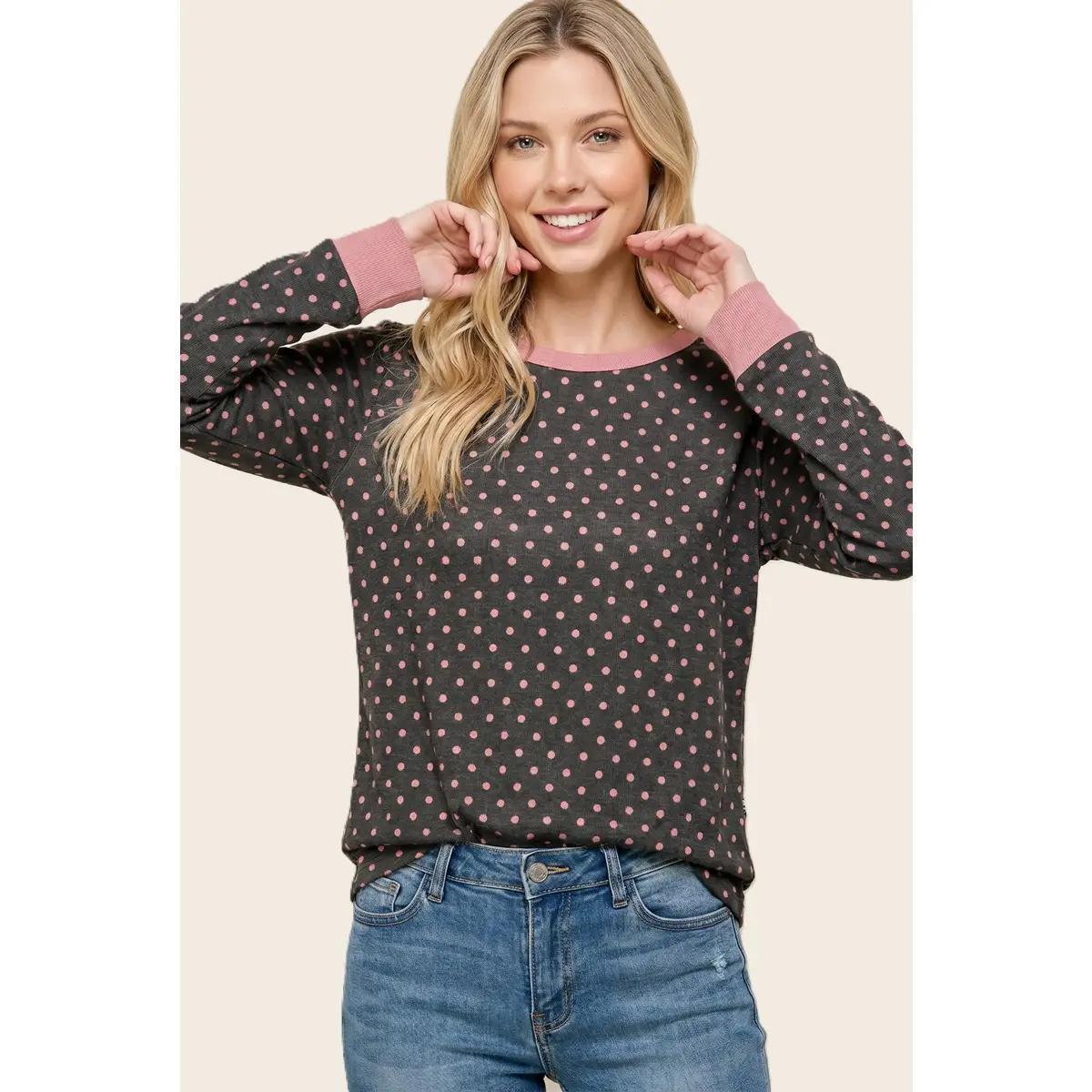 Polka Dot Printed Hacci Top