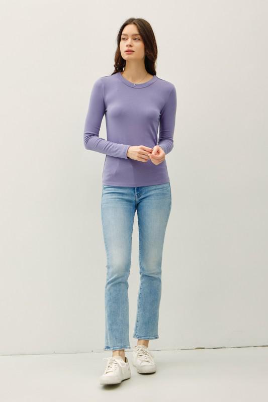 New Color-round Neck Long Sleeve Knit Top