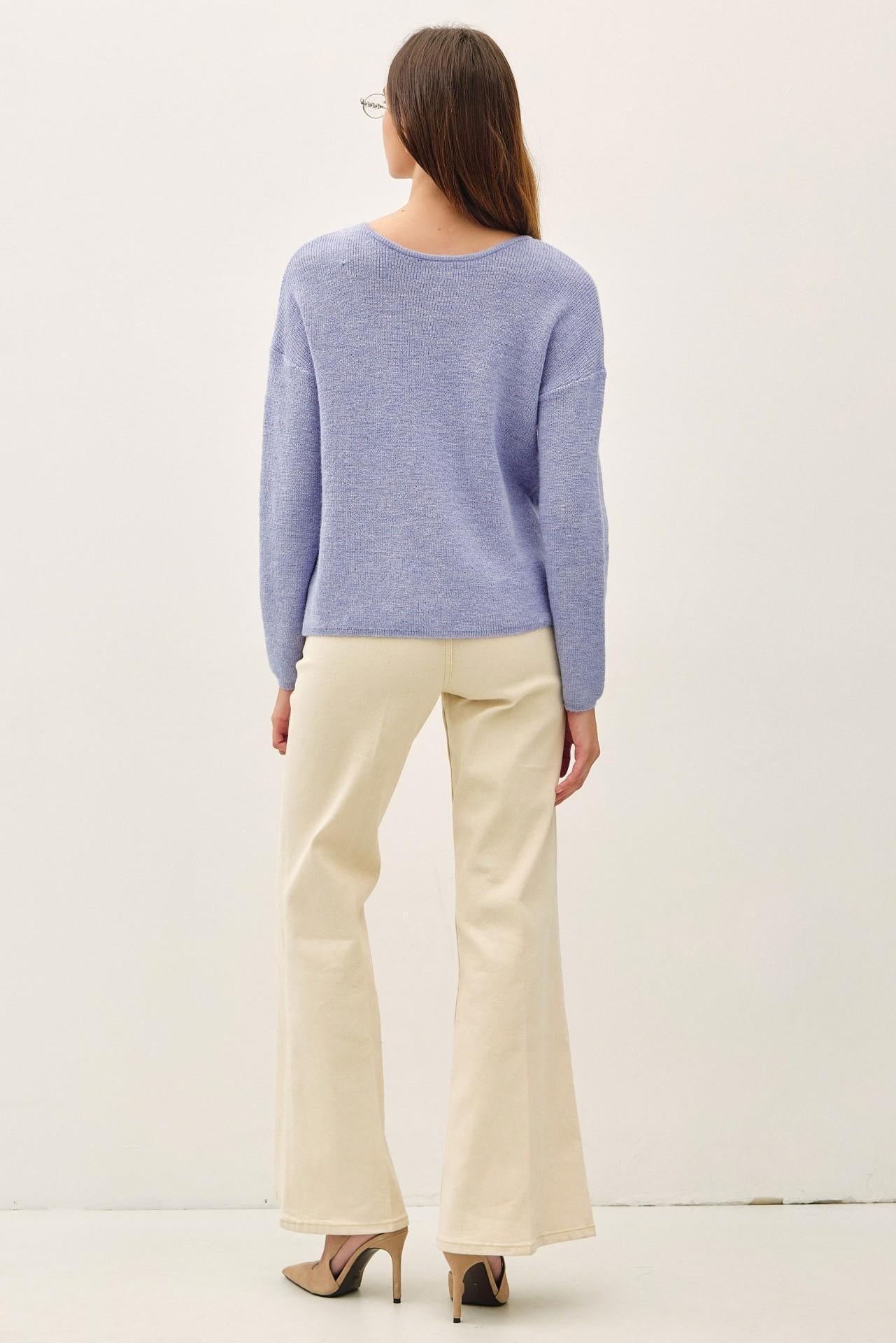 Round Neck Wool Ribbed Cardigan