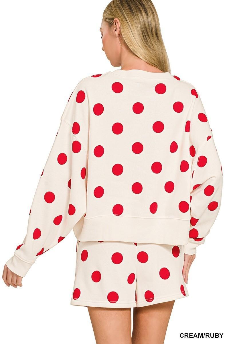 Polka Dot Fleece Sweatshirt