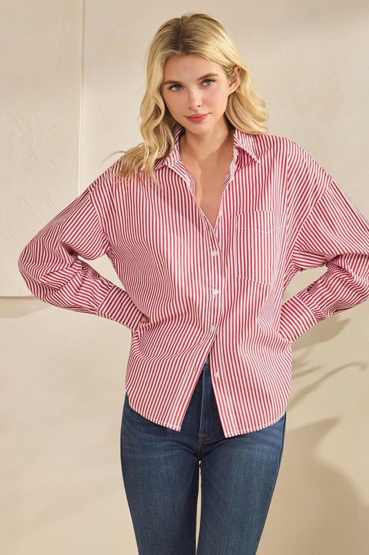 Red Stripe BoyfriendButton Down