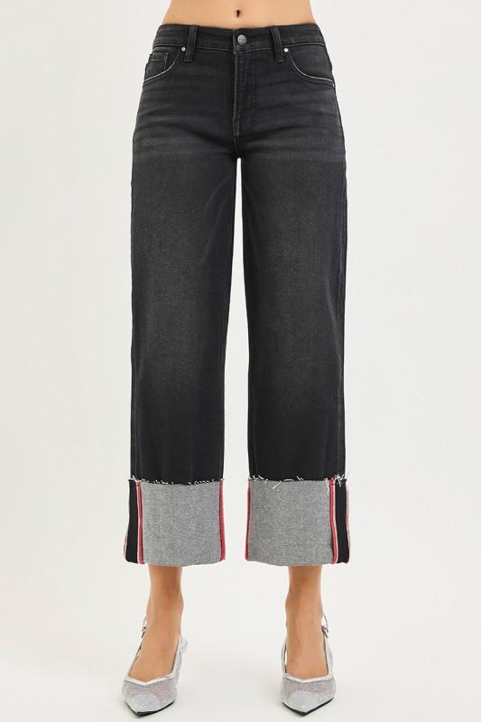 Risen Black Wide Cuff Denim