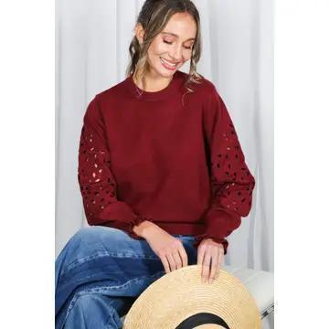 Crew Cutwork Embellishment Sweater
