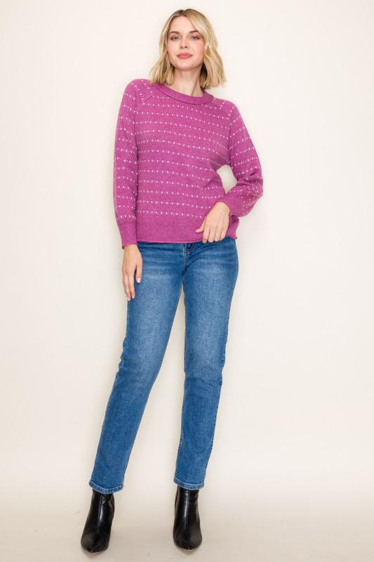 Dotted Stripe Magenta Sweater