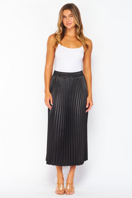 Satin Pleated Maxi Skirt