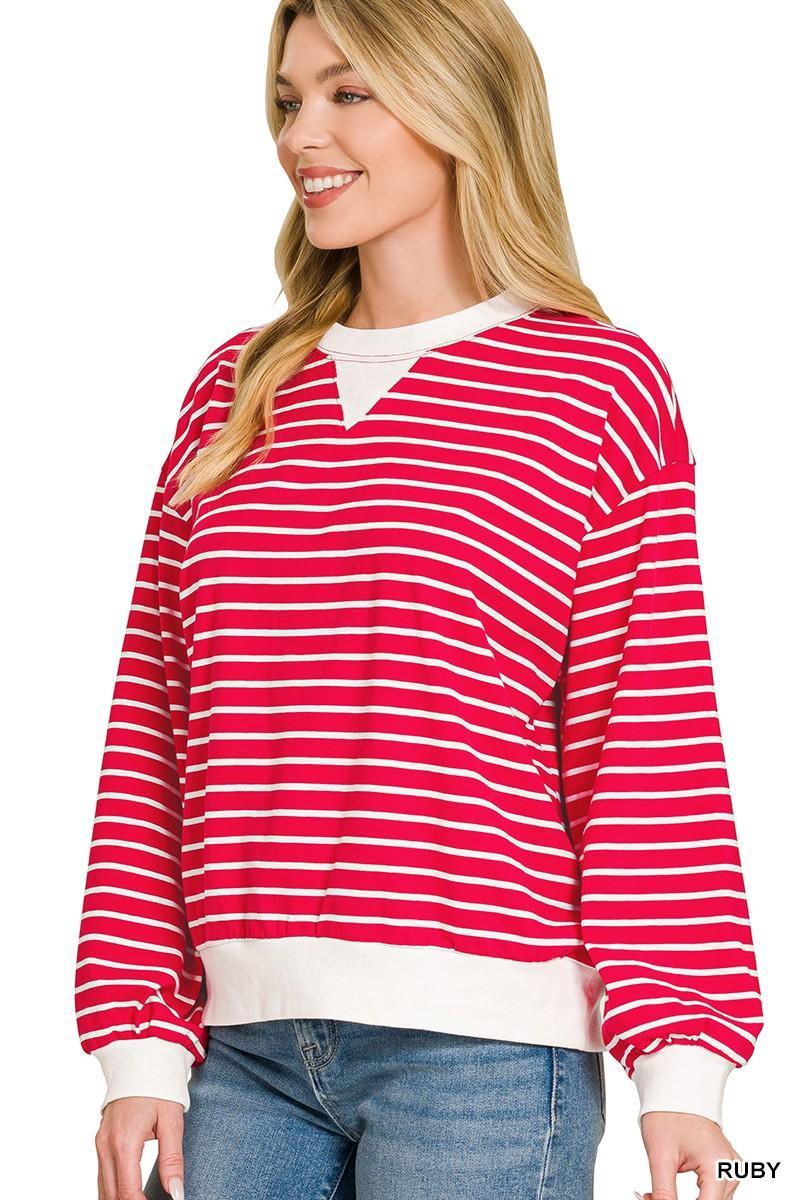 Stripe Rib Band Sweatshirt