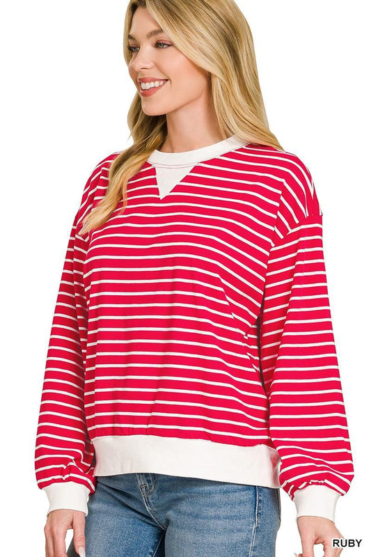 Stripe Rib Band Sweatshirt