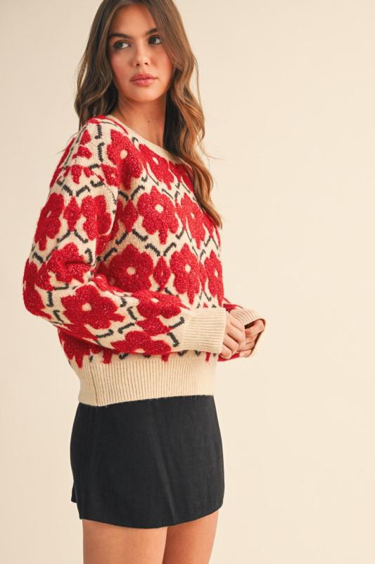 Floral Texture Sweater