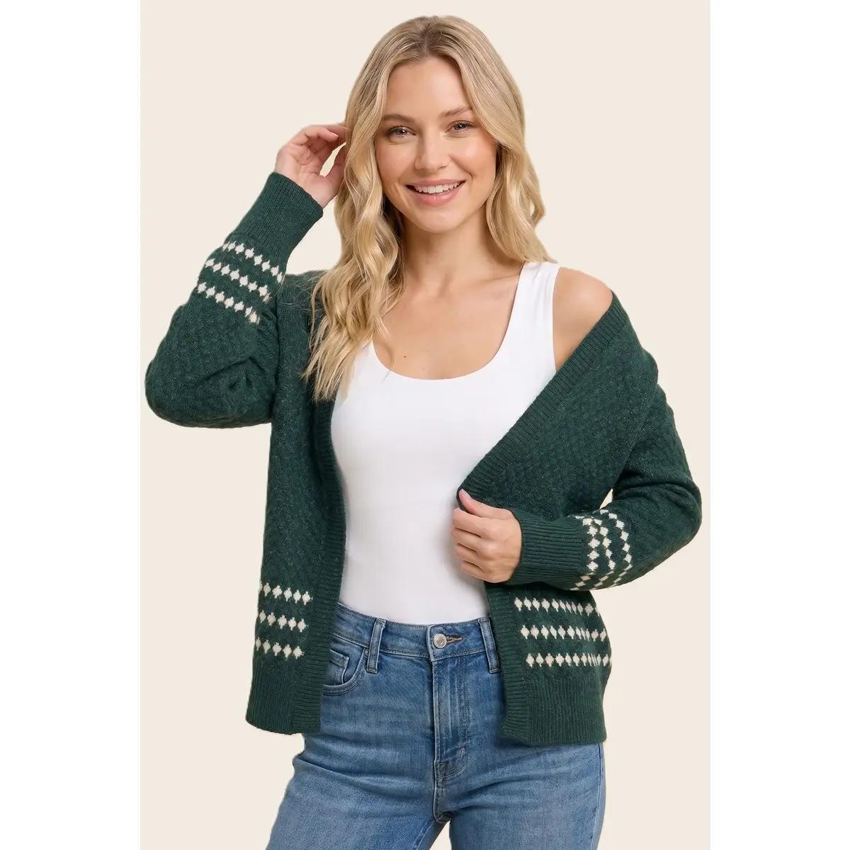 Honeycomb Textured Sweater Cardigan