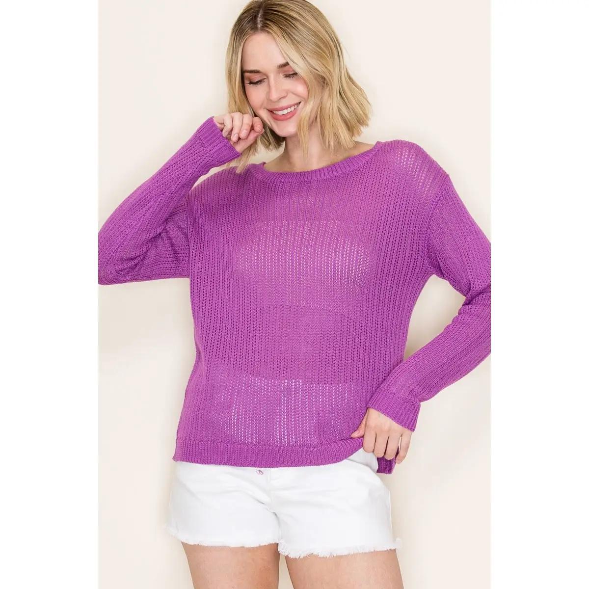 Solid Pointelle Sweater