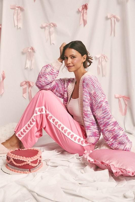 Multi Color Yarn Open Sweater Cardigan