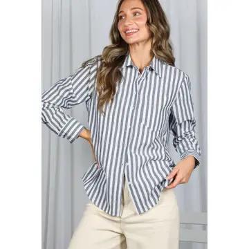 Striped Cotton Button Down