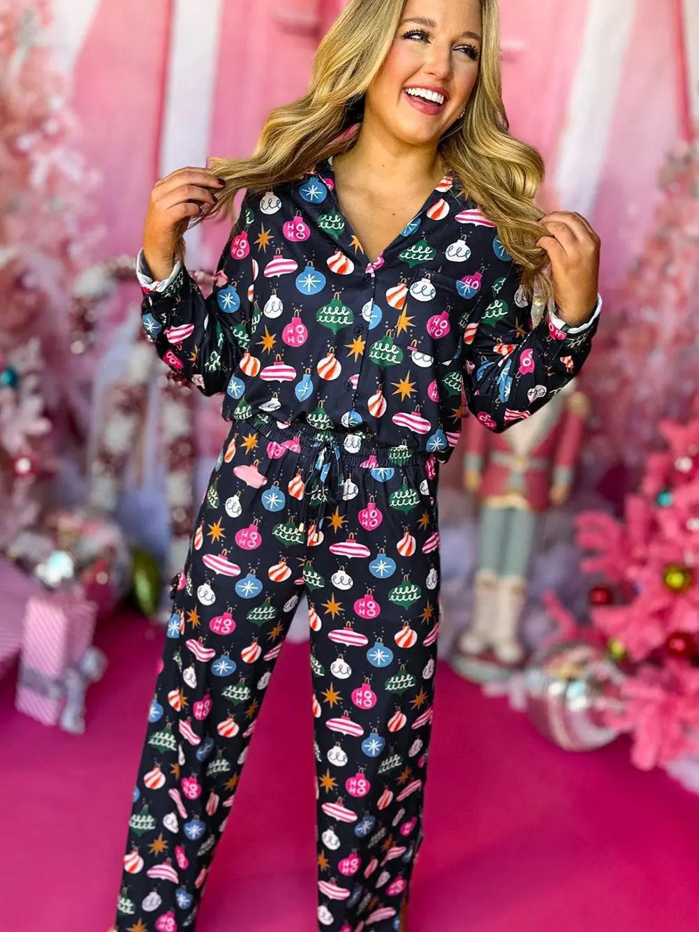 Colorful Christmas Print Pajamas