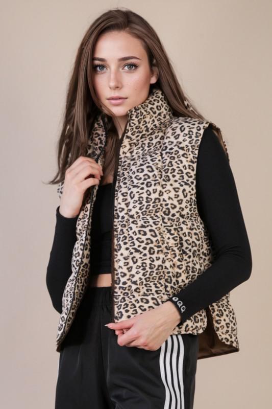 Leopard Puff Vest