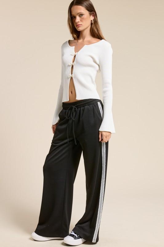 Lace-trim Wide-leg Track Pants