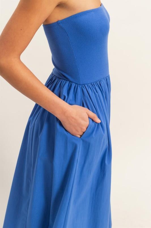 Strapless Flowy Midi Dress