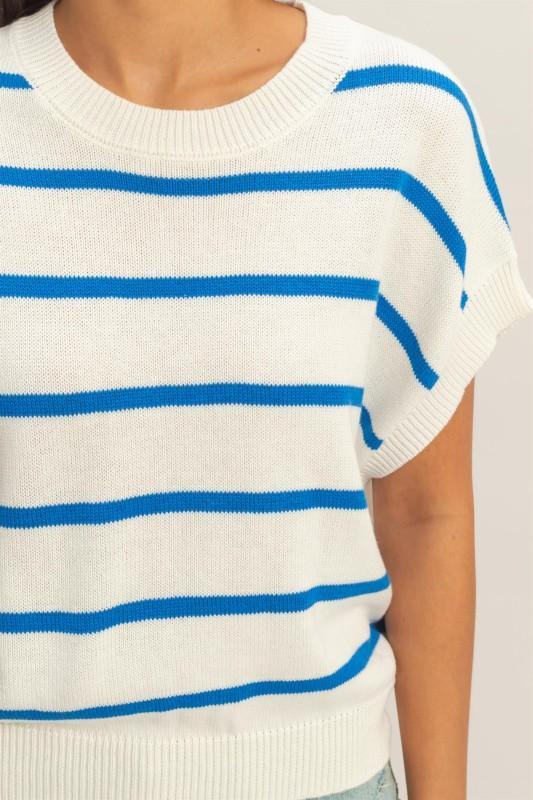 Marine Striped Crew Neck Knit Top