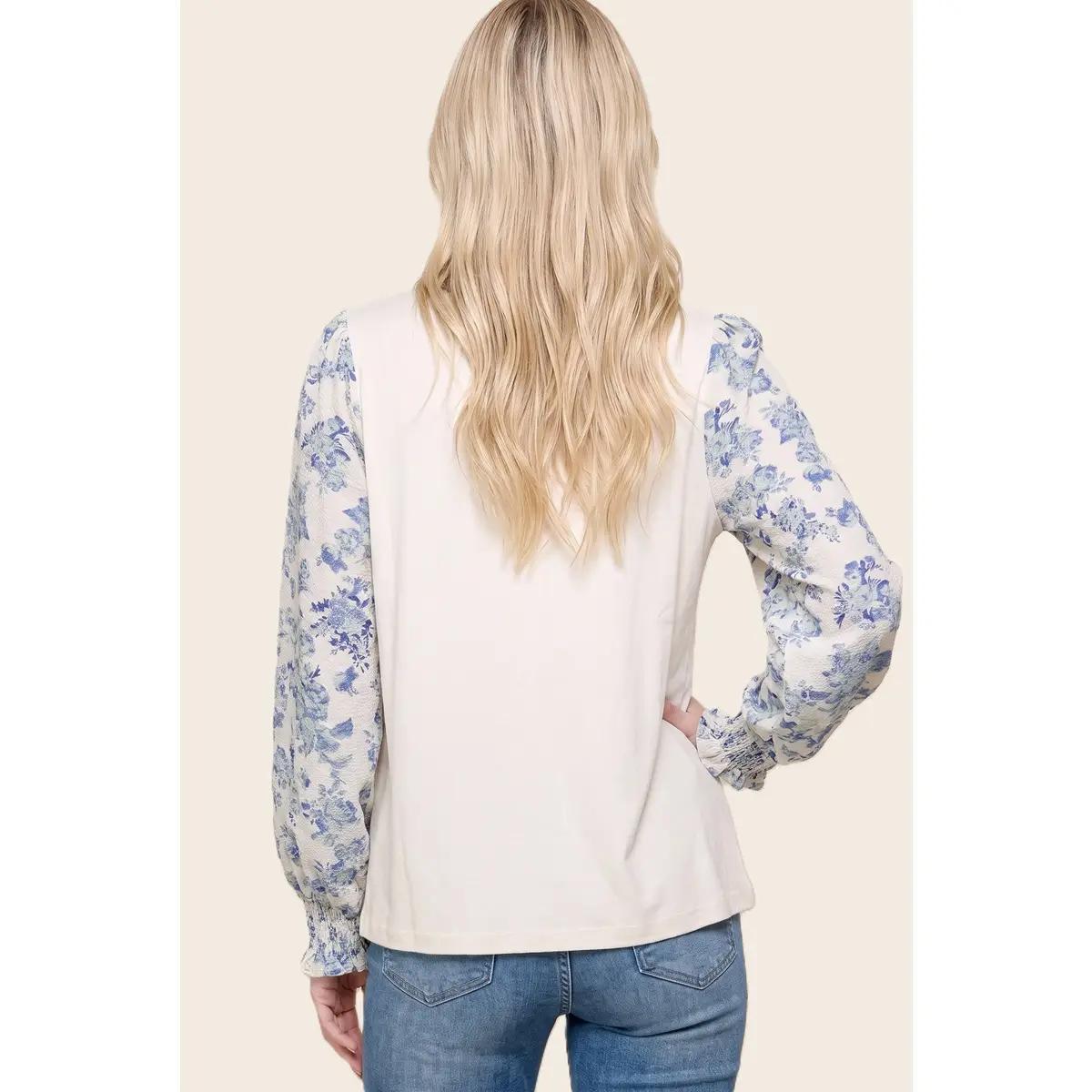 Floral Print Sleeved Jersey Top