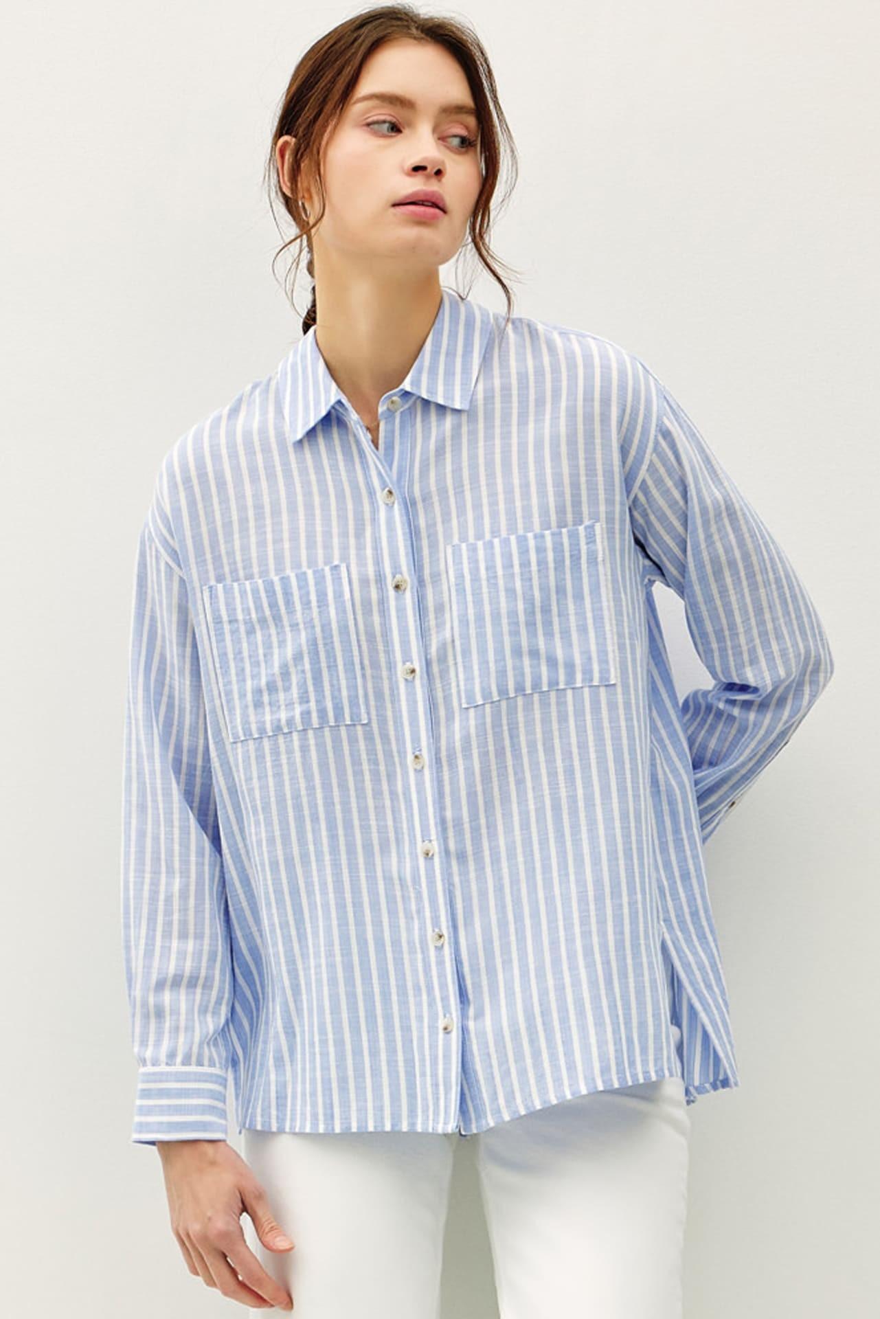 Chambray Striped Button Up