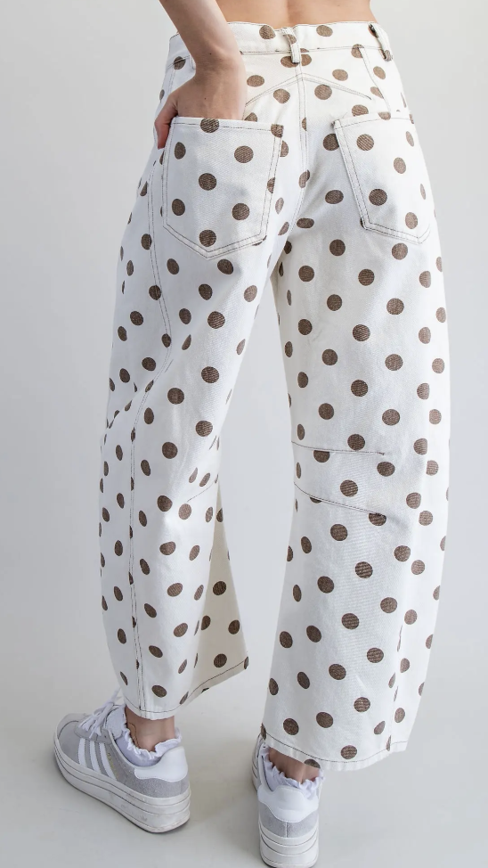 Mineral Washed Polka Dot Barrel Pants