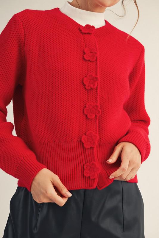 Flower Patch Accent Sweater Cardigan