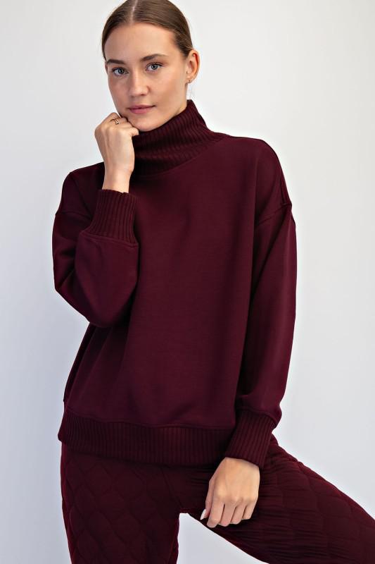 Modal Scuba Ribbed Mock Neck Pullover