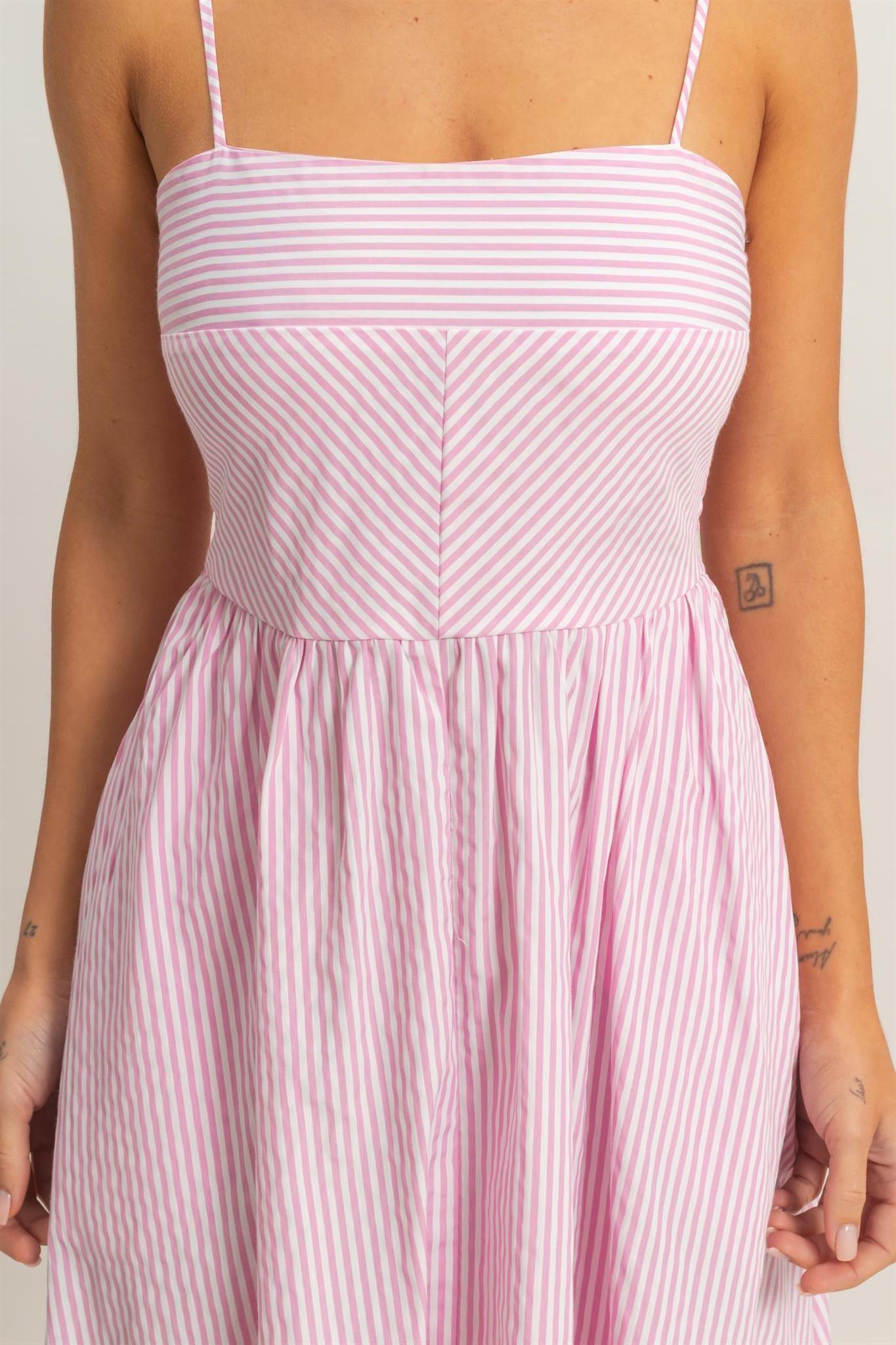 Striped Sun Dress-Pink