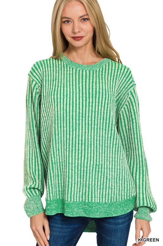 Curved Hem Two Tone Sweater