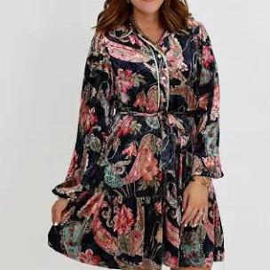 Velvet Floral Tie Dress